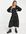 Midi jurk van katoenen popeline met vierkante hals, stroken en stippen-Zwart