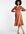 Satijnen midi-jurk met knopen in kaneelkleur-Oranje