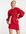 Mini-jurk met ballonmouwen en gerimpelde voorkant in rood