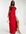 Lange bardot-jurk met ruches in rood