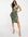 Midi bodycon-jurk met gerimpelde voorkant en uitsnijdingen in kaki dierenprint-Groen