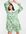 Aangerimpelde mini jurk met kraag met borststuk en geschilderde bloemen tegen groene ondergrond-Meerkleurig