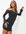 Bodycon mini-jurk met blote schouders en uitlopende mouwen in golvend flockpatroon-Grijs