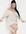 Gebreide mini-jurk met blote schouders en strikdetail in lichtbeige-Wit