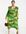 Midi jurk met overslag en groene marmerprint-Zwart