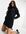 Fleece hoodiejurk met lange mouwen in zwart-Grijs