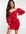 Satijnen mini-jurk met overslagdetail en volumineuze mouwen in rood