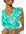 Maxi jurk met all over print en volant turquoise/wit