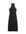 Halter maxi A-lijn jurk met stippen en plooien zwart/ecru
