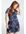 A-lijn jurk met paisleyprint donkerblauw/turquoise/roze