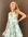 ASOS DESIGN Petite – Ungesäumtes, bedrucktes Jacquard-Kleid mit geraffter Taille und Ringbesatz in Grün und Creme-Mehrfarbig