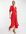 – Maxikleid aus Satin in Rot mit Flatterärmeln und Wickeldesign vorne