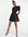 – Popeline Skater-Kleid mit Puffärmeln in Schwarz
