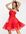 – Kurzes Camisole-Kleid in leuchtendem Rot mit A-Linie