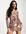 – Kurzes Neckholder-Kleid mit Zierausschnitten und braunem Illusionsmuster