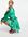 – Midi-Wickelkleid aus Satin in Smaragdgrün