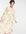 – Midi-Wickelkleid in Elfenbein mit Rüschensaum und goldenem Blumenmuster-Weiß