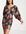 – Kurzes, geknöpftes Bodycon-Kleid mit voluminösen Ärmeln und Rosenmuster-Bunt