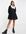 – Langärmliges Mini-Hängerkleid mit kontrastierendem Kragen-Schwarz