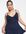 – Zweilagiges, anschmiegsames Skater-Kleid in Marineblau mit tiefem Rückenausschnitt