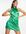 Satin halter neck mini dress in emerald green