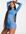 Mesh beach mini dress with lettuce detailing in blue
