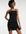 Square neck mini dress with 90s spilt hem in black