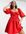 Linen milkmaid mini dress in red