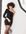 One shoulder sequin velvet mini dress in black