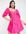 Puff sleeve smock dress in fuchsia pink