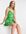 Frill strap mini dress in green floral print