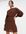 Shirred mini dress in chocolate brown