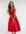 Exclusive backless plunge prom midi dress in red