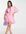 Wrap front mini dress with flutter sleeves in pink satin