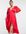 Wrap front midi dress with flutter sleeves in red satin
