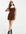 ASOS DESIGN Petite denim fitted pinny dress in chocolate cord-Brown