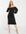 Midi shirred bardot dress in black