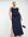 Double layer slinky cami thigh split maxi dress in navy