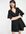 Organic cotton balloon sleeve mini smock dress in black