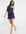 Ruched skater mini dress in navy