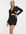 X Amber Gill wrap detail cropped blazer dress with drop waist in black