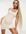 Exposed seam detail rib bodycon mini dress in ecru-White