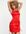 Gathered side satin dress in red