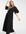 Twill wrap maxi smock dress in black