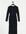 3/4 sleeve ribbed tie front midi dress in black