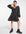 Tiered mini dress with collar in polka dot-Black