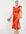 Bridesmaid frill wrap dress in sunset orange