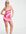 Strapless mini bodycon dress in retro pink swirl