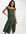 Drape bardot soft prom dress in green shadow floral