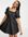 X Perrie Sian leather look puff sleeve a line mini dress in black